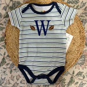 W monogram NEW football onesie